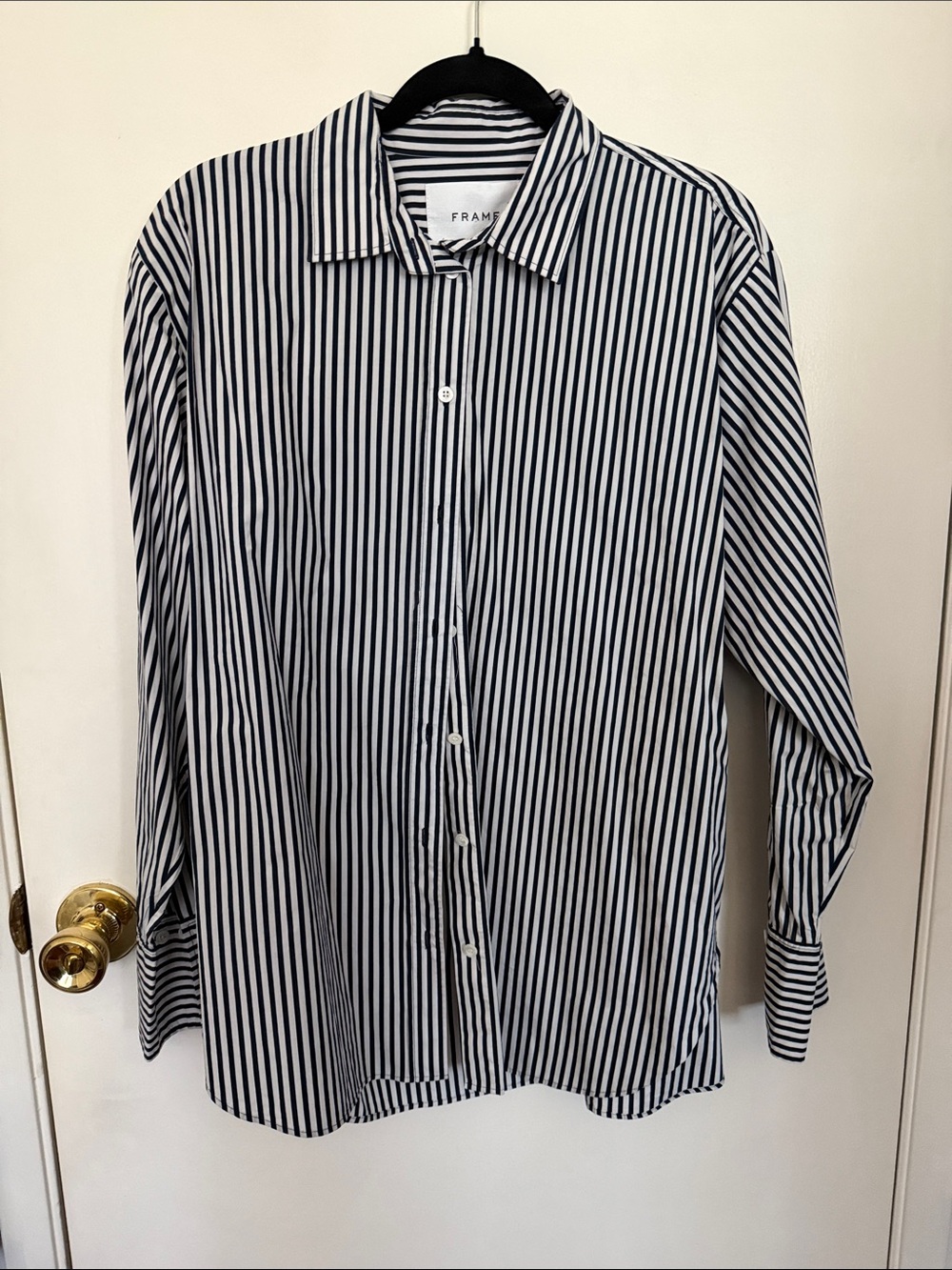 Frame oversized Blue and White Striped Button-Down Shirt